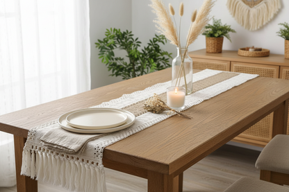 Rustic Table Runner Cream & Brown