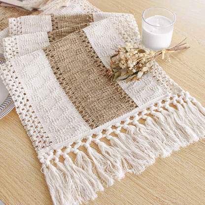 Rustic Table Runner Cream & Brown