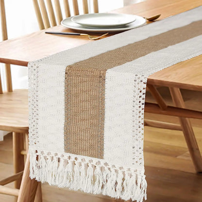 Rustic Table Runner Cream & Brown